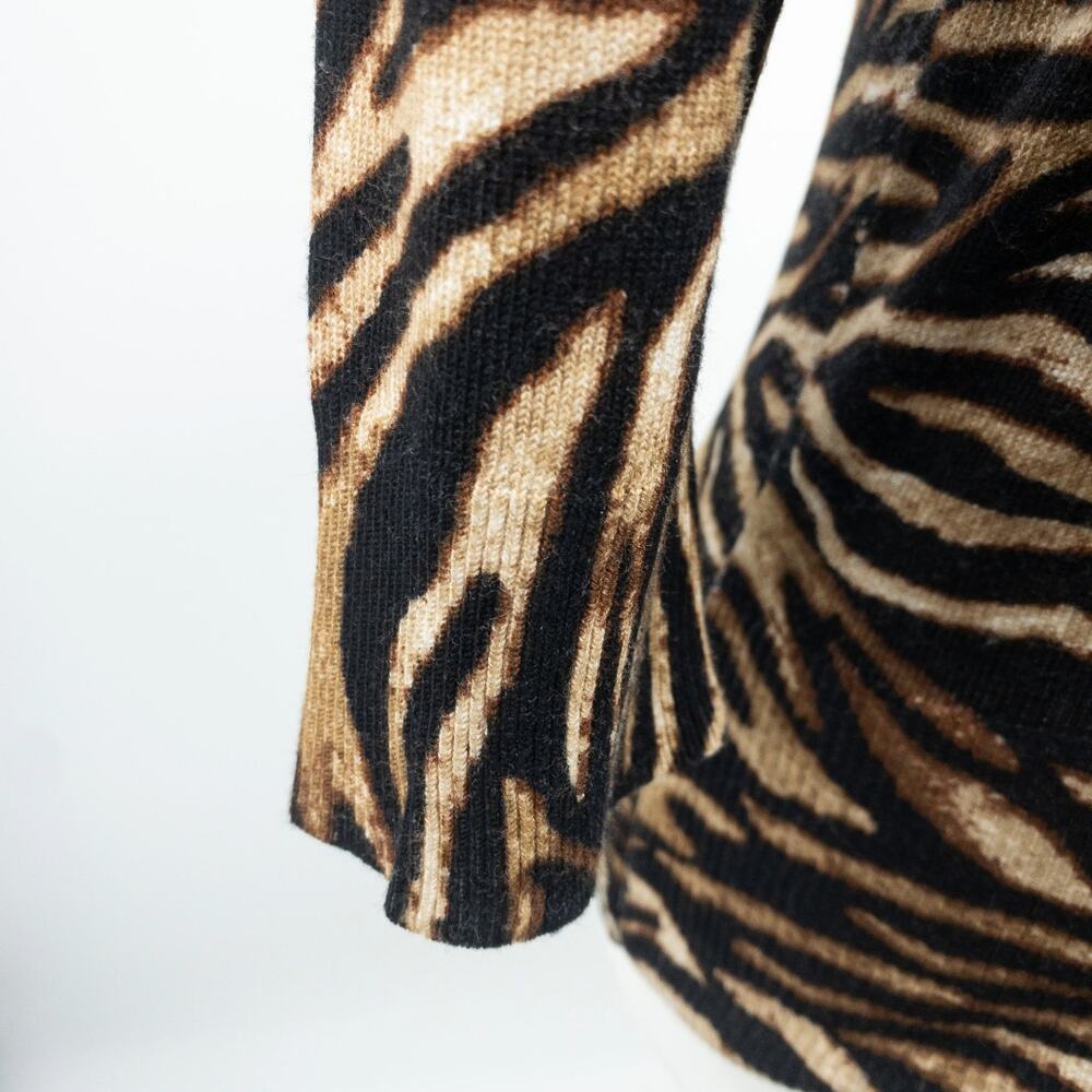 WHBM Womens Zebra Print Cardigan Small Brown Black Snap Button - Picture 7 of 13